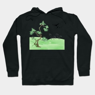 Horses on the field Hoodie